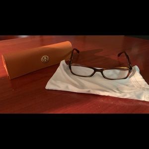 Tory Burch Tortoise Glasses with Vibrant Orange Case